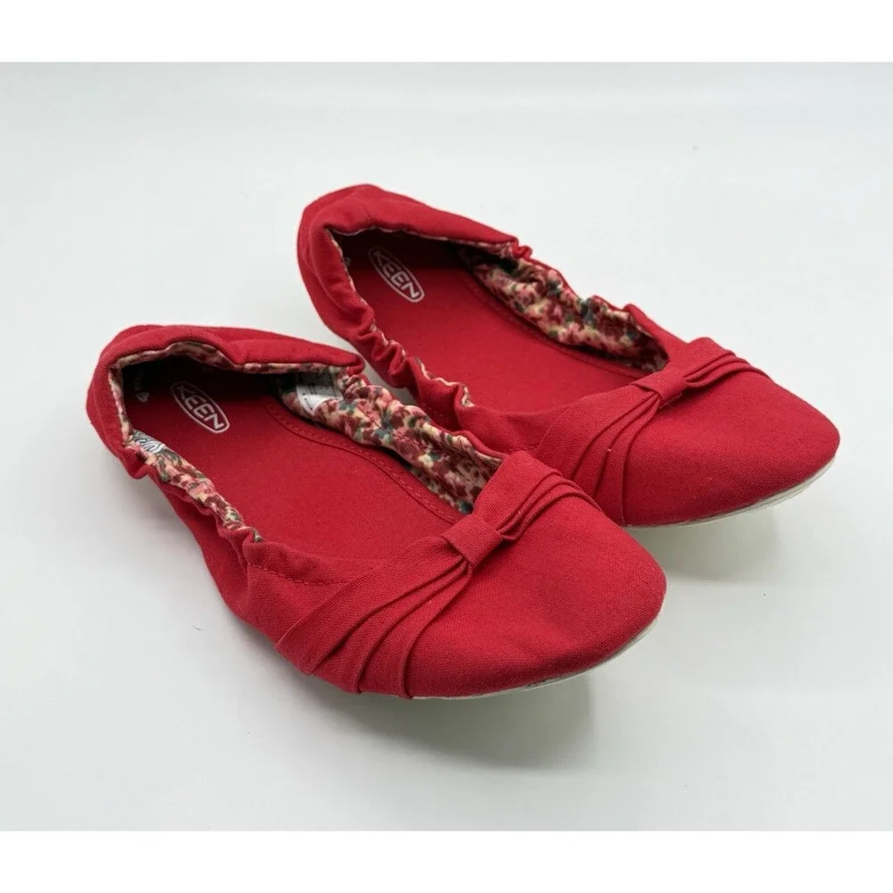 KEEN‎ Women’s 9 Cortona Ballet Bow Canvas Casual Flats Red Shoes Comfort